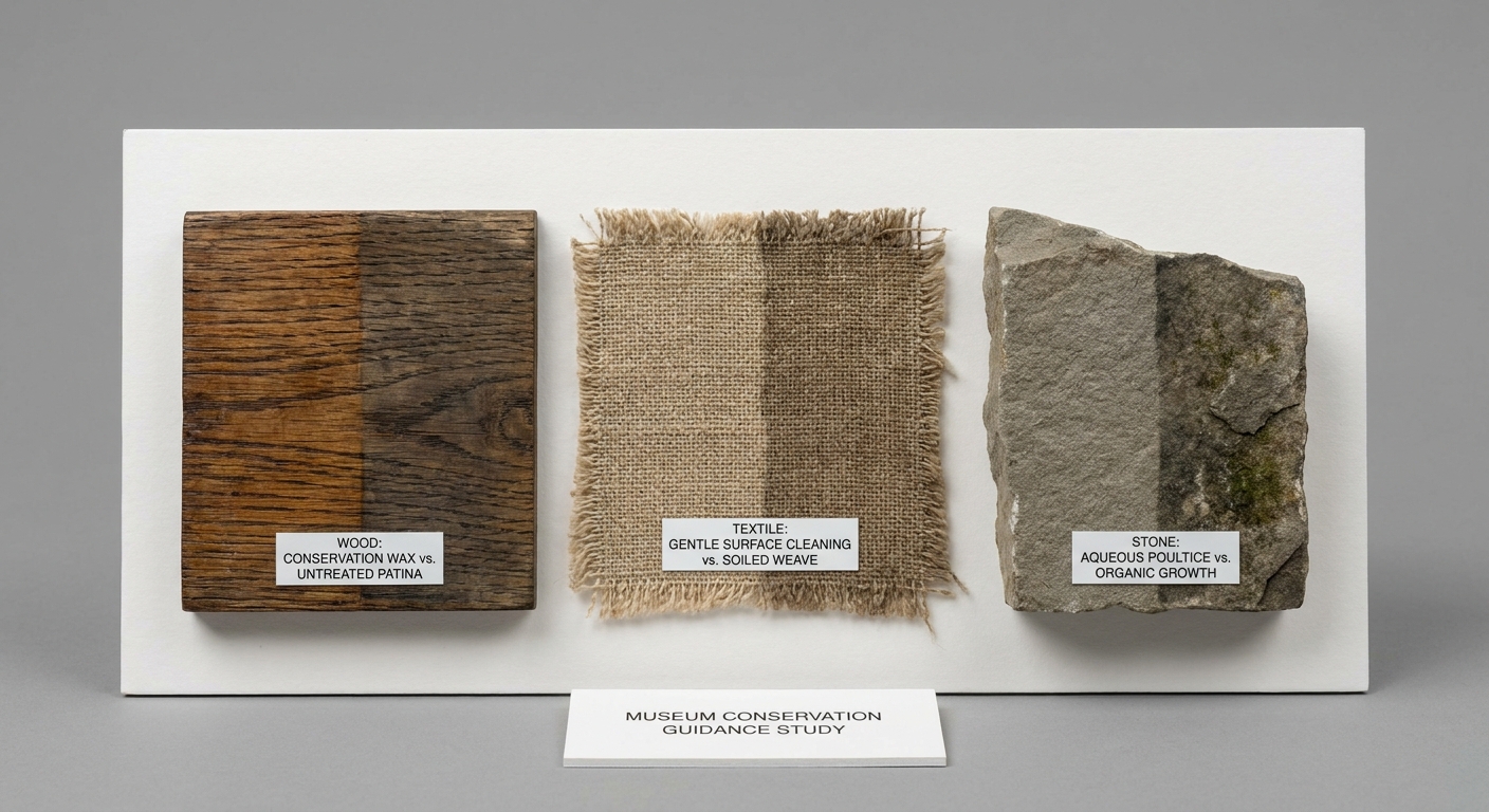 How museum conservation guidance changes cleaning choices for antique wood